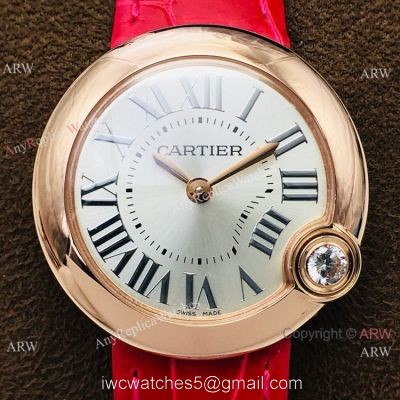 Super Clone Cartier Ballon Bleu De 30mm Watch Rose Gold Silver Dial 1