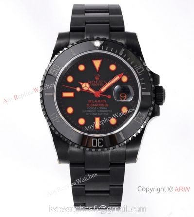 2021 New! Swiss Grade Rolex Submariner Blaken IPK 2824 Men Watch Orange Markers 1