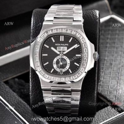 Patek Philippe Annual Calendar Copy Watches Stainless Steel with Diamond 40mm 1