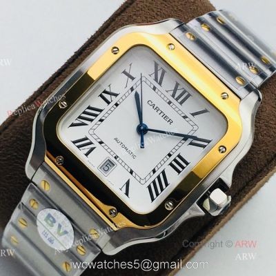 1:1 Copy Cartier Santos Silver Gold Best Replica Watches with SmartLink QuickSwitch Band 1