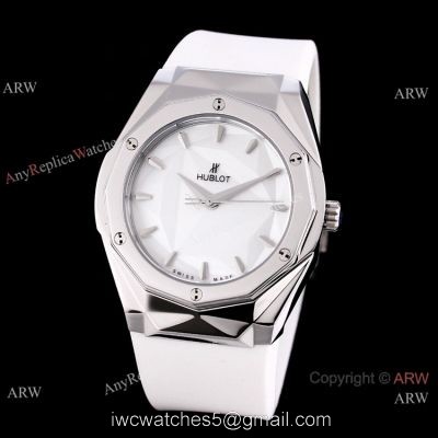 New Style Replica Hublot Sang Bleu Watches White Rubber Strap 45mm 1