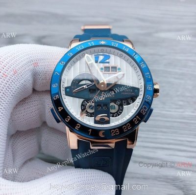 Ulysse Nardin GMT Perpetual Blue Bezel Rose Gold Men Watches 1