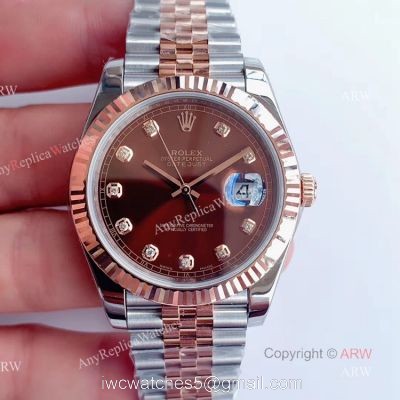 AAA Quality Noob Rolex Jubilee Rose Gold Datejust Choclate Dial With Diamonds Jubilee Bracelet replica Watches 1