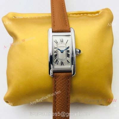 Swiss Replica Cartier Tank Americaine Lady Watches SS White Face 1