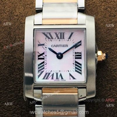 Super Clone Cartier Tank Francaise 2 Tone Rose Gold Pink Watch CC708177 1
