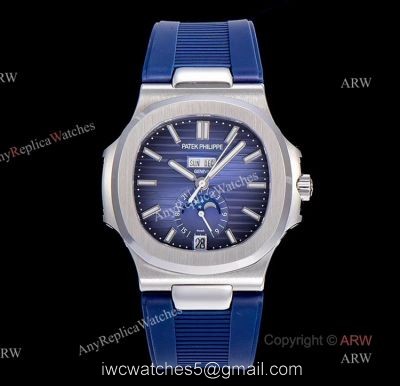 (GR) V2 Version New Patek Philippe Nautilus Annual Calendar 5726 Blue Dial Blue Rubber Replica Watch 1