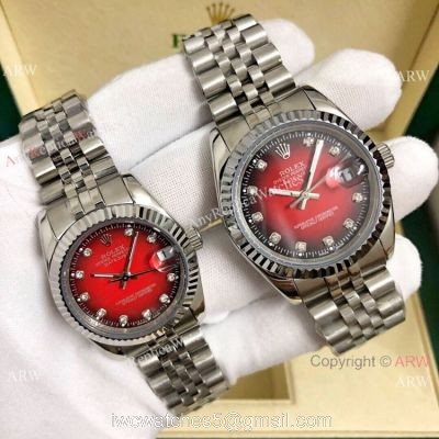 Clone Rolex Datejust Lover Watch Stainless Steel D-Red Dial 1