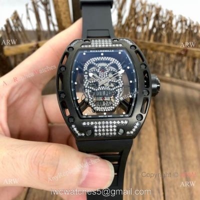 Luxury Replica Richard Mille Skull RM52-01 Watch Black Diamond 1