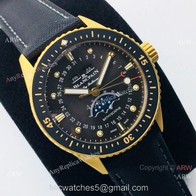 2020 New! Swiss Copy Blancpain Fifty Fathoms Bathyscaphe 5054 Watch Black Moon Dial 1