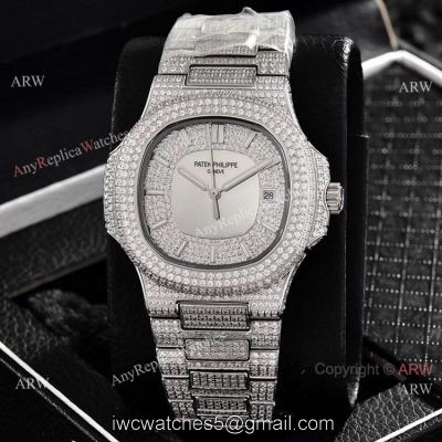 Iced Out Patek Philippe Nautilus Automatic Wrist AAA Quality Copy Watch 1