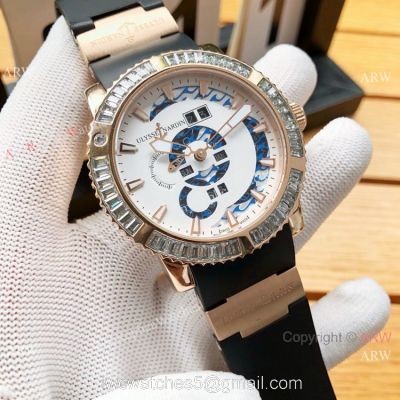 AAA Replica Ulysse Nardin Men Watches SS White Face Diamond Bezel 1
