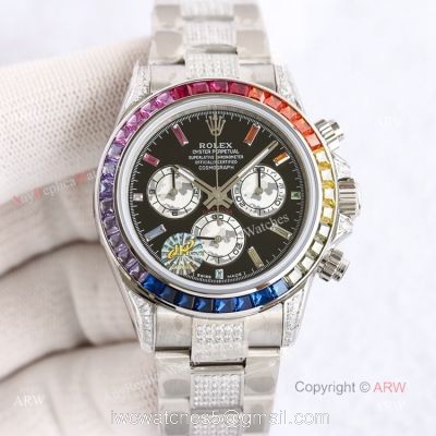 New Rolex Rainbow Diamond Watch Best Replica Rolex Daytona Rainbow Stainless Steel With Diamonds 1