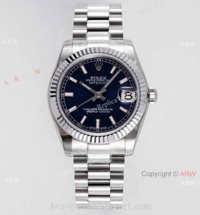 Swiss Clone Rolex Datejust Presidential 31mm Watch SS Blue Dial 1
