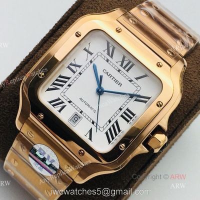 1:1 Copy BV Factory Replica Cartier Santos Rose Gold Watches With SmartLink QuickSwitch Band 1