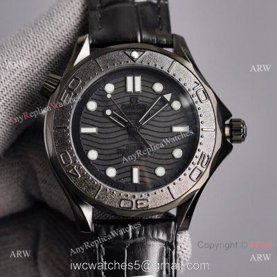 New 2021 Watches Swiss Omega Seamaster Diver 300m Black Black Watch Leather Strap 1
