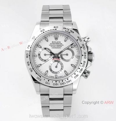 Super Clone Rolex Daytona VRF 7750 Chronograph White Dial Watch 116520 1
