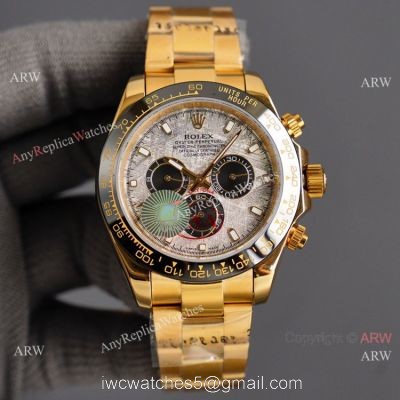 New 2021! AAA Replica Rolex Daytona Gold Meteorite Watch 43mm 1