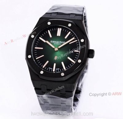 New Audemars Piguet Royal Oak Jumbo Green Dial All Black Mens Replica Watches 41mm 1