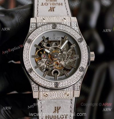 Copy Hublot Classic Fusion Iced Out Watches Hollow Dial 1
