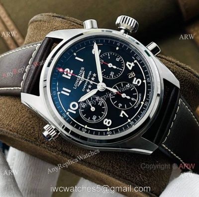 CF Factory 1:1 Copy Longines Spirit ETA7753 Chronograph Watch Brown Leather Strap 1