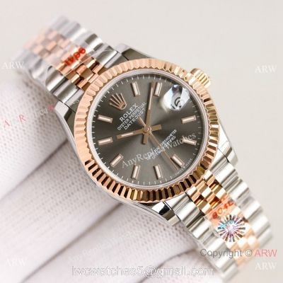 TR Factory 904L Replica Rolex Datejust 31mm Watch Jubilee 2-Tone Rose Gold Gray Dial 1