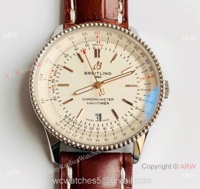 V7 Factory Swiss Replica Breitling Navitimer 1 Watch Stainless Steel Brown Leather Strap 1