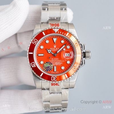 Swiss Grade Orange Dial 904L Steel Blaken Rolex Submariner Replica Watch Limited Edition Watch 1