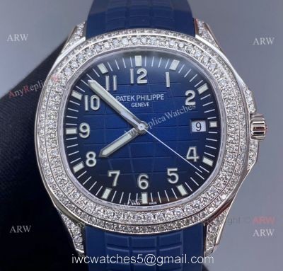 3k Factory Patek Philippe Aquanaut Blue Dial Diamond Bezel Watch 42mm High Copy 1