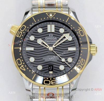 2021 Latest Replica Omega Seamaster Diver 300m OR 8800 Two Tone Black Dial Watch 42mm 1