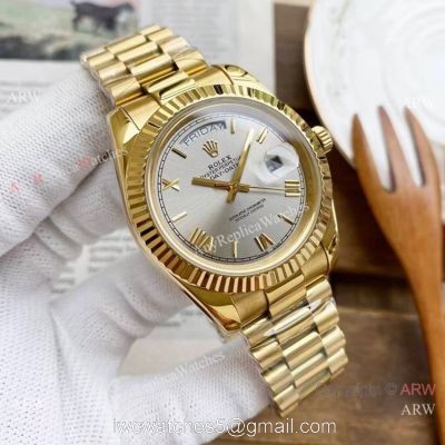 Copy Rolex DayDate Watches Yellow Gold President Gray Dial 40mm 1