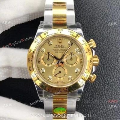 Custom Edition AAA Replica Rolex Daytona 1:1 Noob Factory Cal.4130 Two Tone Diamond watch 1