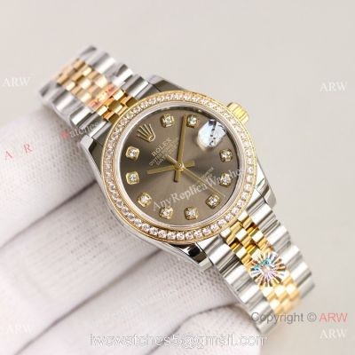 TR Factory 904L Swiss Rolex Datejust 31mm Lady Watch Gray Diamond Dial 1