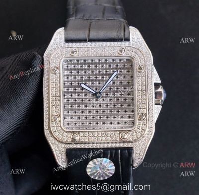 Iced Out Cartier Santos 100 Automatic Watch For Men Best Replica For Sale 1