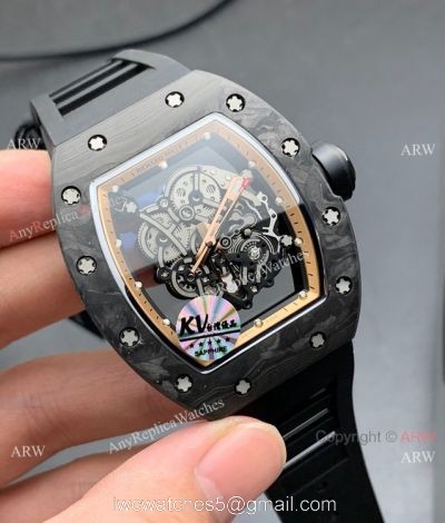 KV Factory Richard Mille RM-055 Bubba Watson Watch Carbon Fiber Skeleton Dial 1