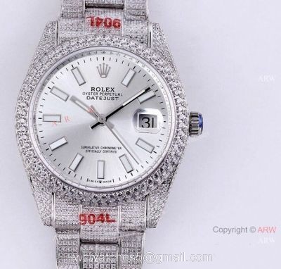 Diamond Rolex Datejust 41 Silver Dial For Mens Watch Best Replica 1