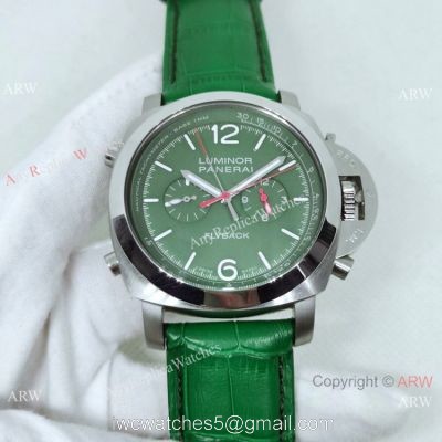 New Panerai Luminor Chrono Flyback Verde Militare PAM01296 Watch Green Dial 1