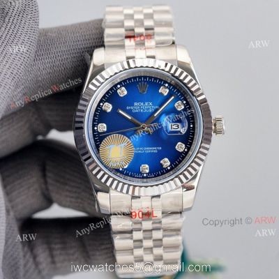 41mm Rolex Datejust 2 Blue Dial Jubilee Fluted Bezel Diamond Watch High End Replica 1