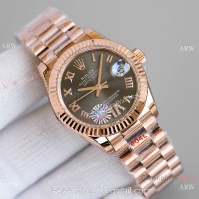 TR Factory 904L Swiss Copy Rolex Datejust 31mm Watch President Rose Gold Case 1