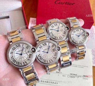 Copy Cartier Ballon Bleu Couple Watches Two Tone Diamond Automatic Movement 1