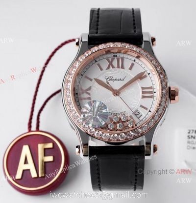 AF Factory Chopard Happy Sport 36mm Watch Black Leather Strap 1