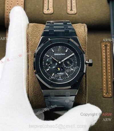 TW factory Audemars Piguet Royal Oak Blacksteel 41mm Watch Annual Calendar Face 1