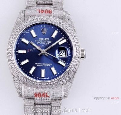 Full Diamond Rolex Datejust 41 Blue Dial Rolex 126334 High Quality Replica Watch 1