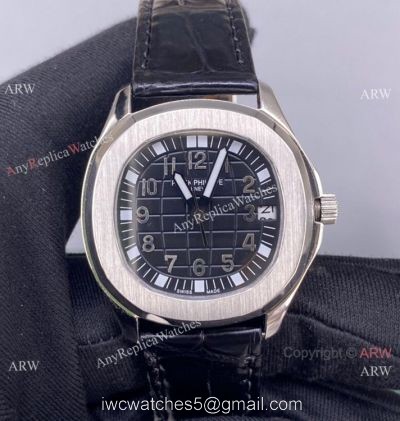 PPF Swiss Patek Philippe Aquanaut Lady Black Leather Strap Copy Watch 1