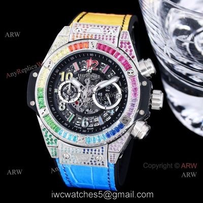 Quartz Hublot Big Bang Unico Rainbow 45mm Diamond Watch High Copy For Men 1