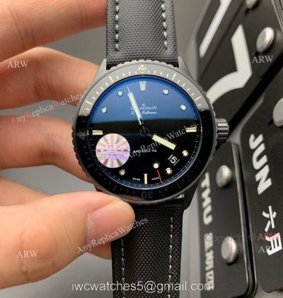 1:1 GF Factory Blancpain Fifty Fathoms Bathyscaphe Ceramic All Black Swiss Replica Watch Automatic 1