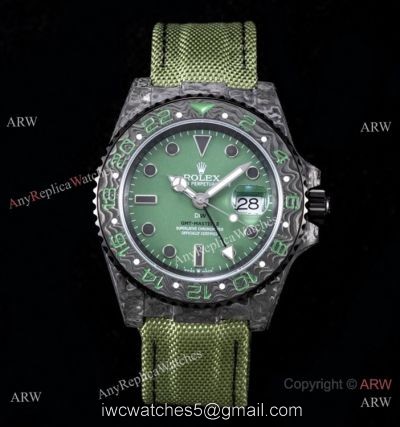 2021 Rolex DiW GMT-Master II Custom Watch JH Cal.3186 Forged Carbon Green Nylon Strap 1
