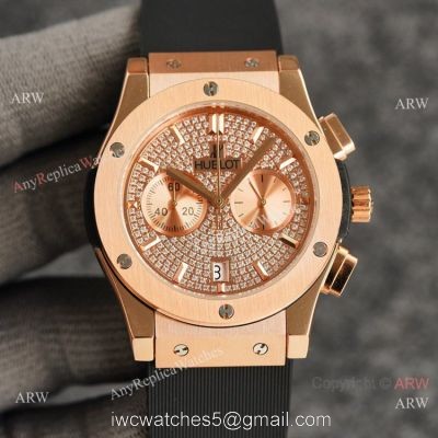 Knockoff Hublot Classic Fusion Diamond Face Rose Gold Watch 43mm 1