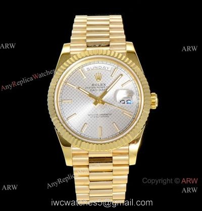 (GM Factory) Rolex Day-Date 40 Swiss 2836-2 Copy Watch Silver Grid dial 1