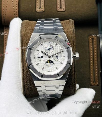 TW factory Copy Audemars Piguet Royal Oak Moon Perpetual Calendar Watch 41mm White Dial 1