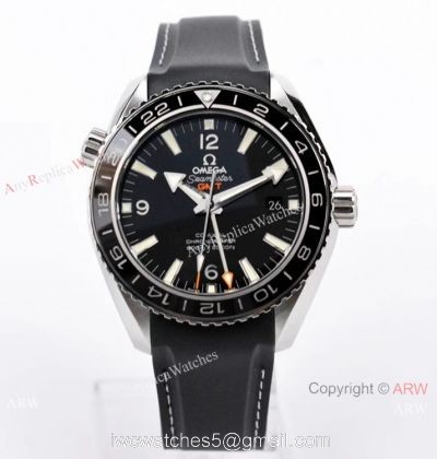 Swiss Grade Copy Omega Seamaster 600m Co-Axial GMT VS Factory 8605 Watch Black Rubber Band 1